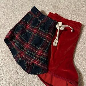 Hollister Red Plaid & Solid Red Women's Shorts (Pair)